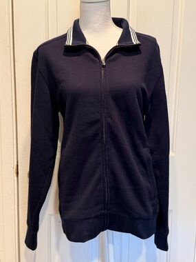 Lands End Serious Sweat Full Zip Navy Sweatshirt Size S